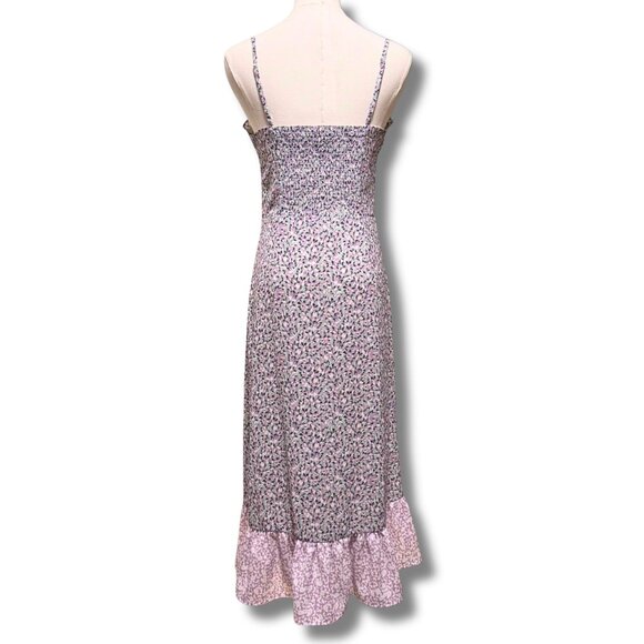 French Connection Enora Vernoa Lilac Bustier Floral Ruffle Midi Dress Size 6 - Picture 4 of 10